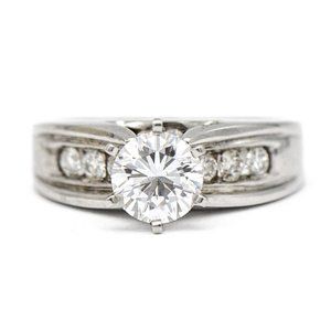 14k White Gold Diamond Accent Engagement Ring